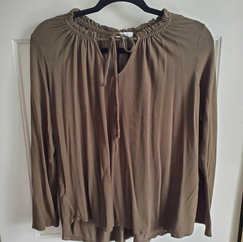 Pleione Women Forest Green 3/4 Sleeve Blouse Large 